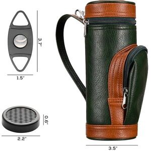 Green and Brown Leather Cigar Case